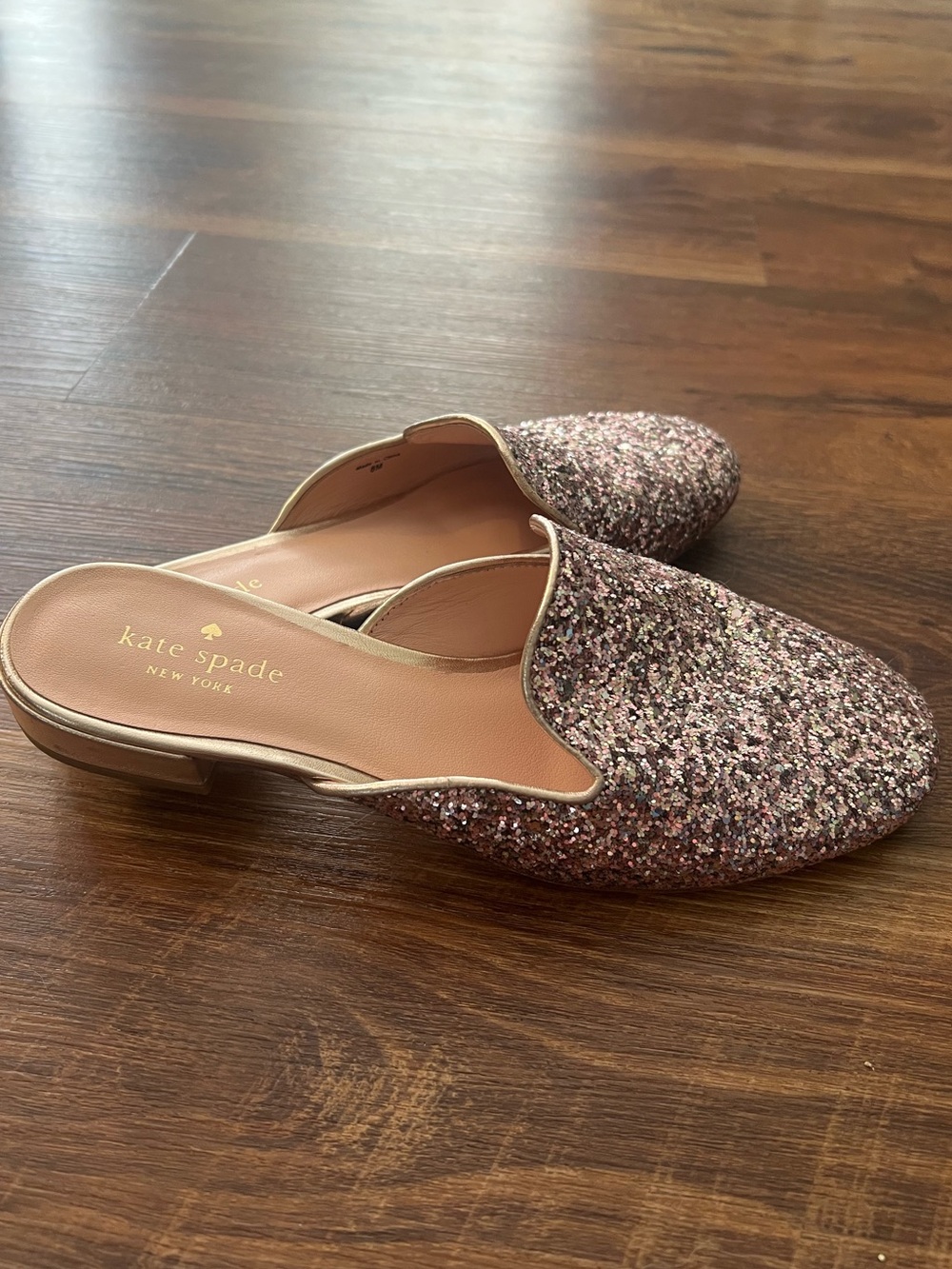 kate spade Sparkle Glitter Slip-On Mules in Rose
